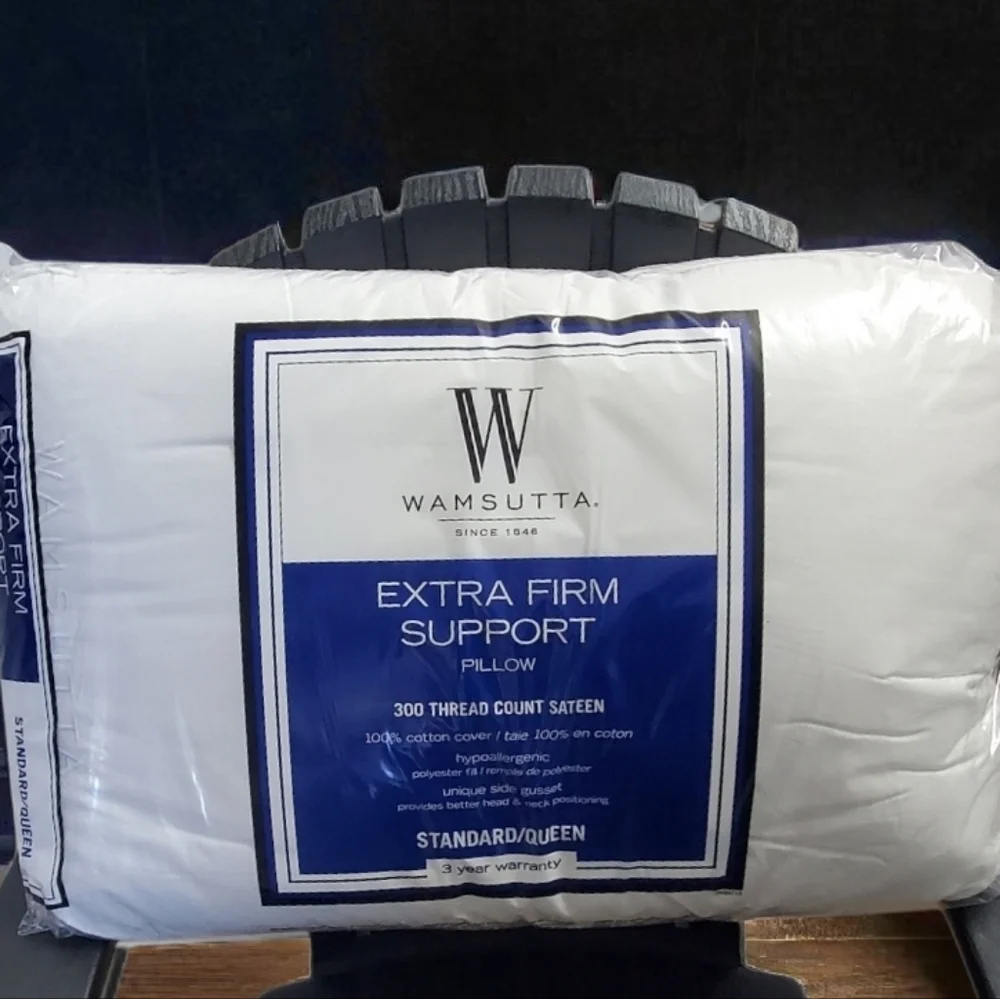 NEW 2 Authentic Wamsutta Extra Firm Support Standard/Queen Pillow - Crisp White